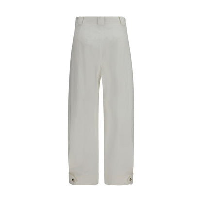 White Cotton Cropped Pants