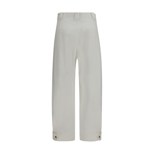 White Cotton Cropped Pants