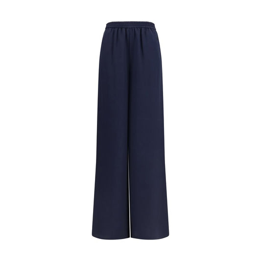 Blue Silk Casual Pants