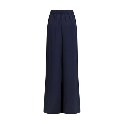 Blue Silk Casual Pants