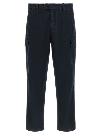 Blue Cotton Cargo Pants