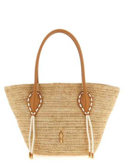 Beige Raffia Tote Bag