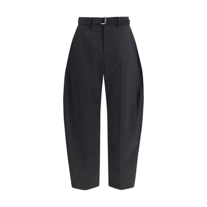 Black Polyester Casual Pants