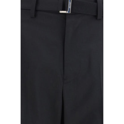 Black Polyester Casual Pants