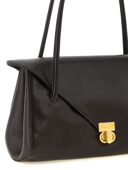 Brown Calfskin Shoulder Bag
