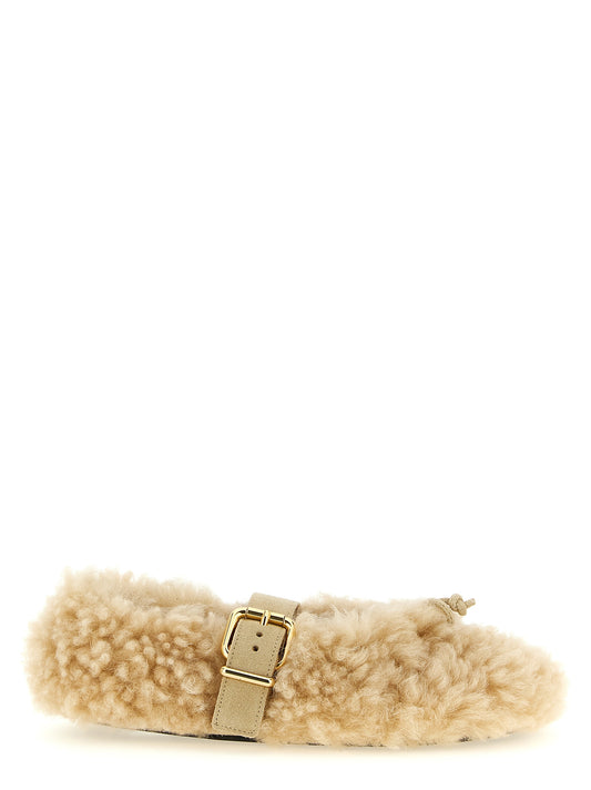 Beige Lambskin Ballet Flats