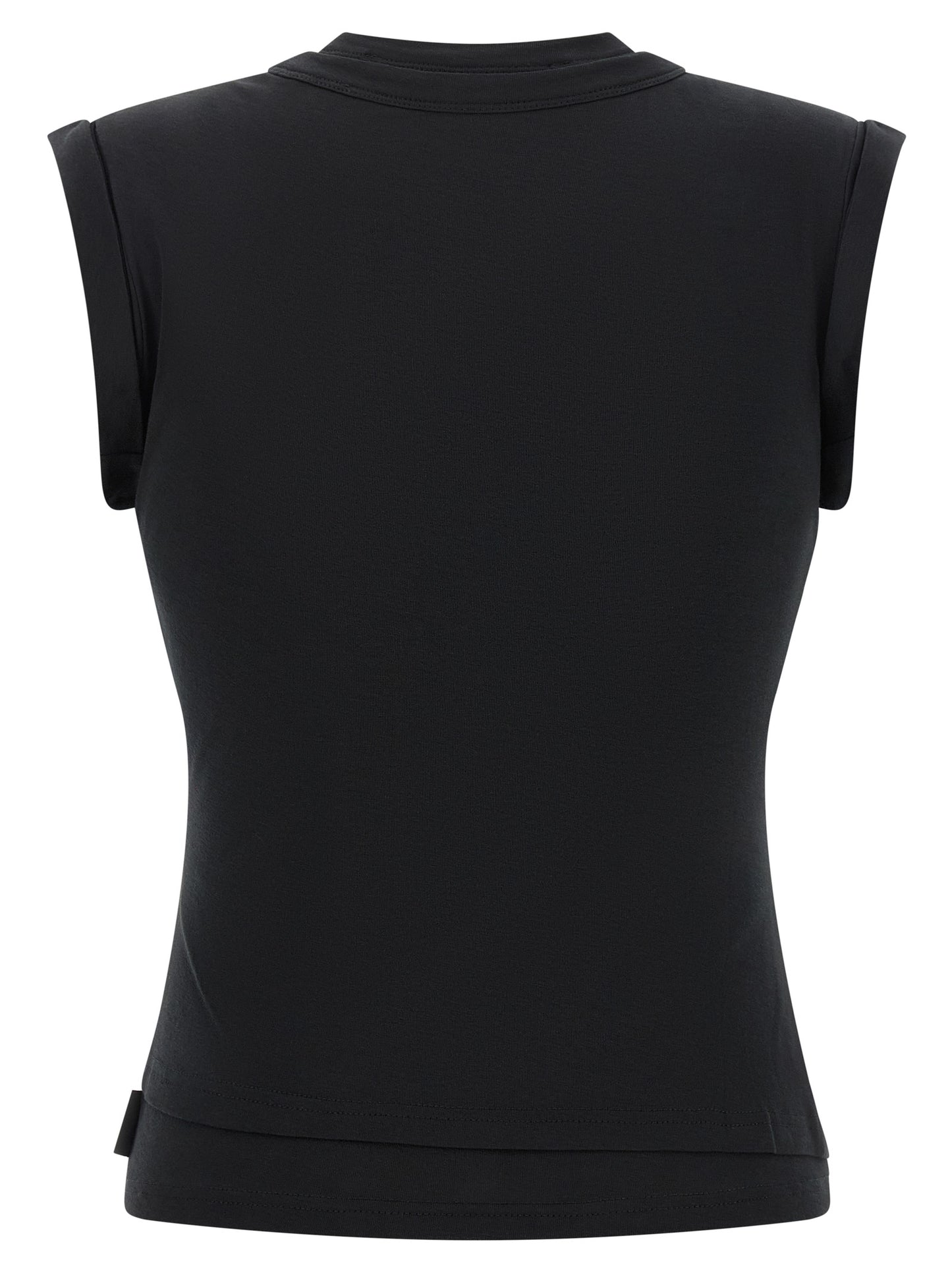 Black Cotton Sleeveles T-Shirt