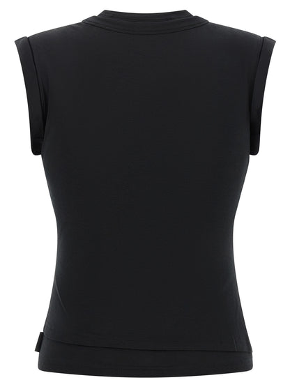 Black Cotton Sleeveles T-Shirt