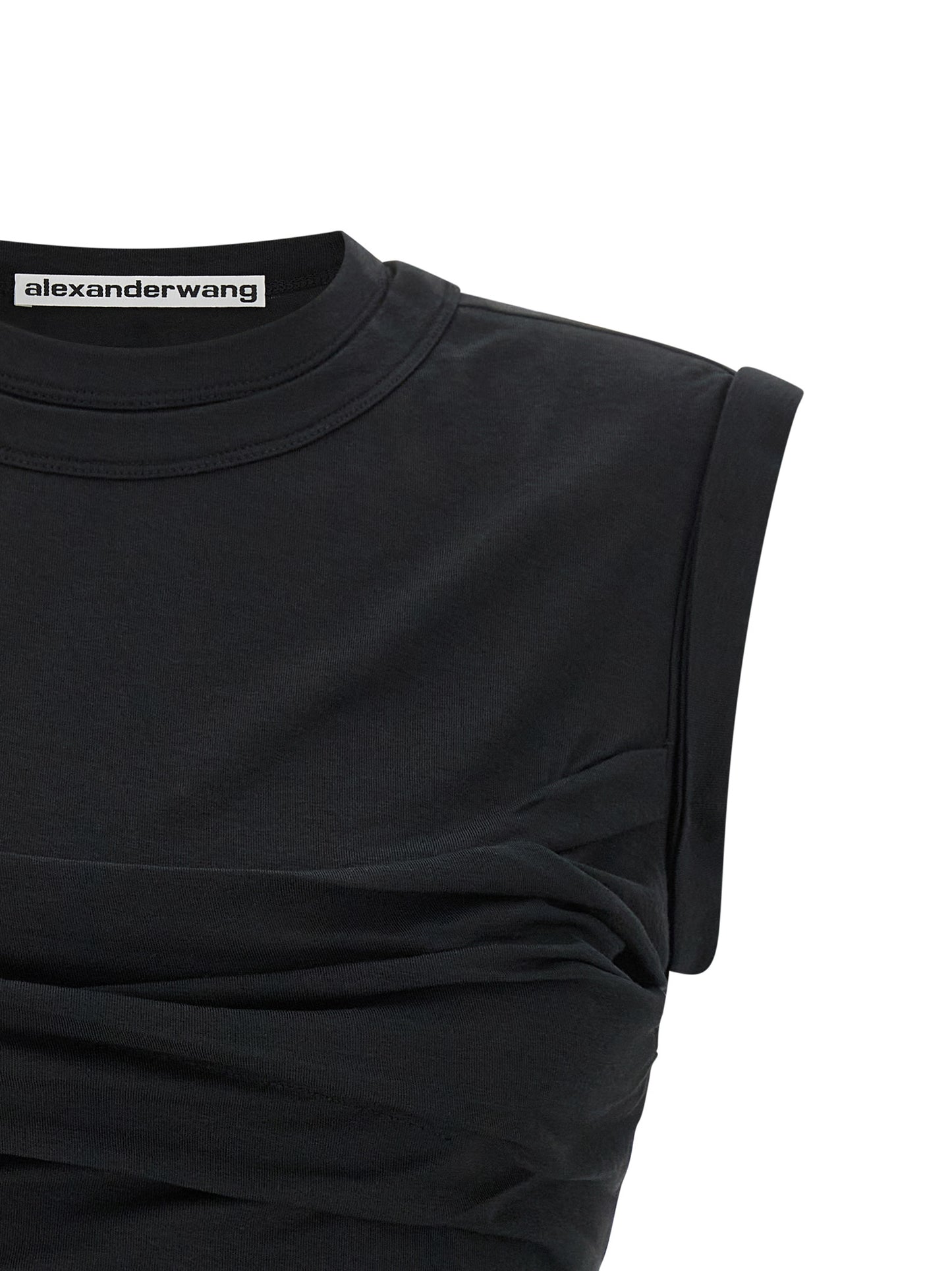 Black Cotton Sleeveles T-Shirt
