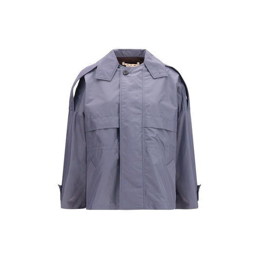 Gray Polyamide Full-Length Jacket