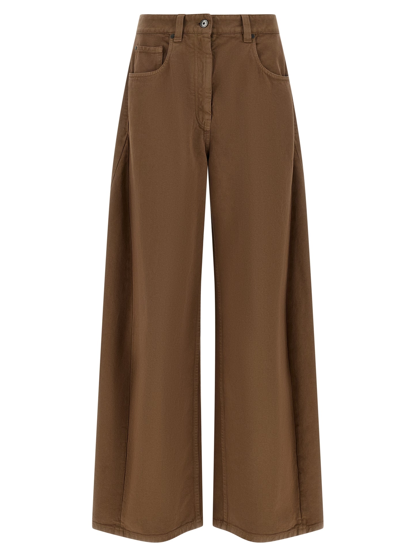 Brown Cotton Casual Pants