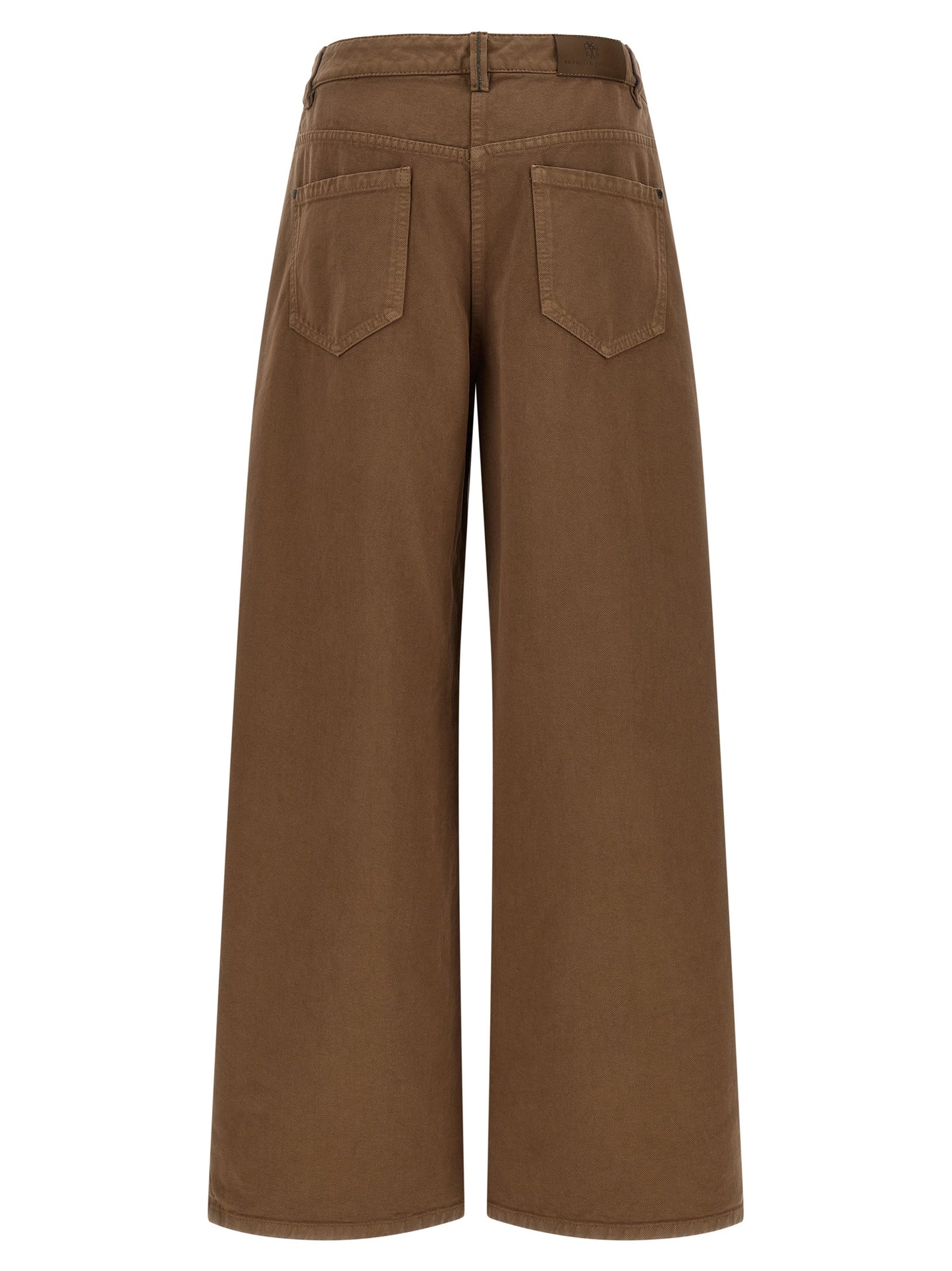 Brown Cotton Casual Pants