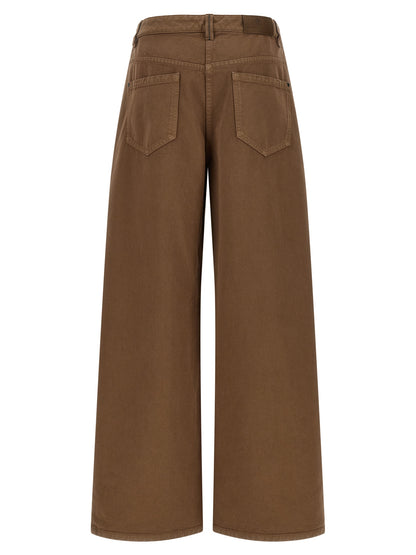 Brown Cotton Casual Pants