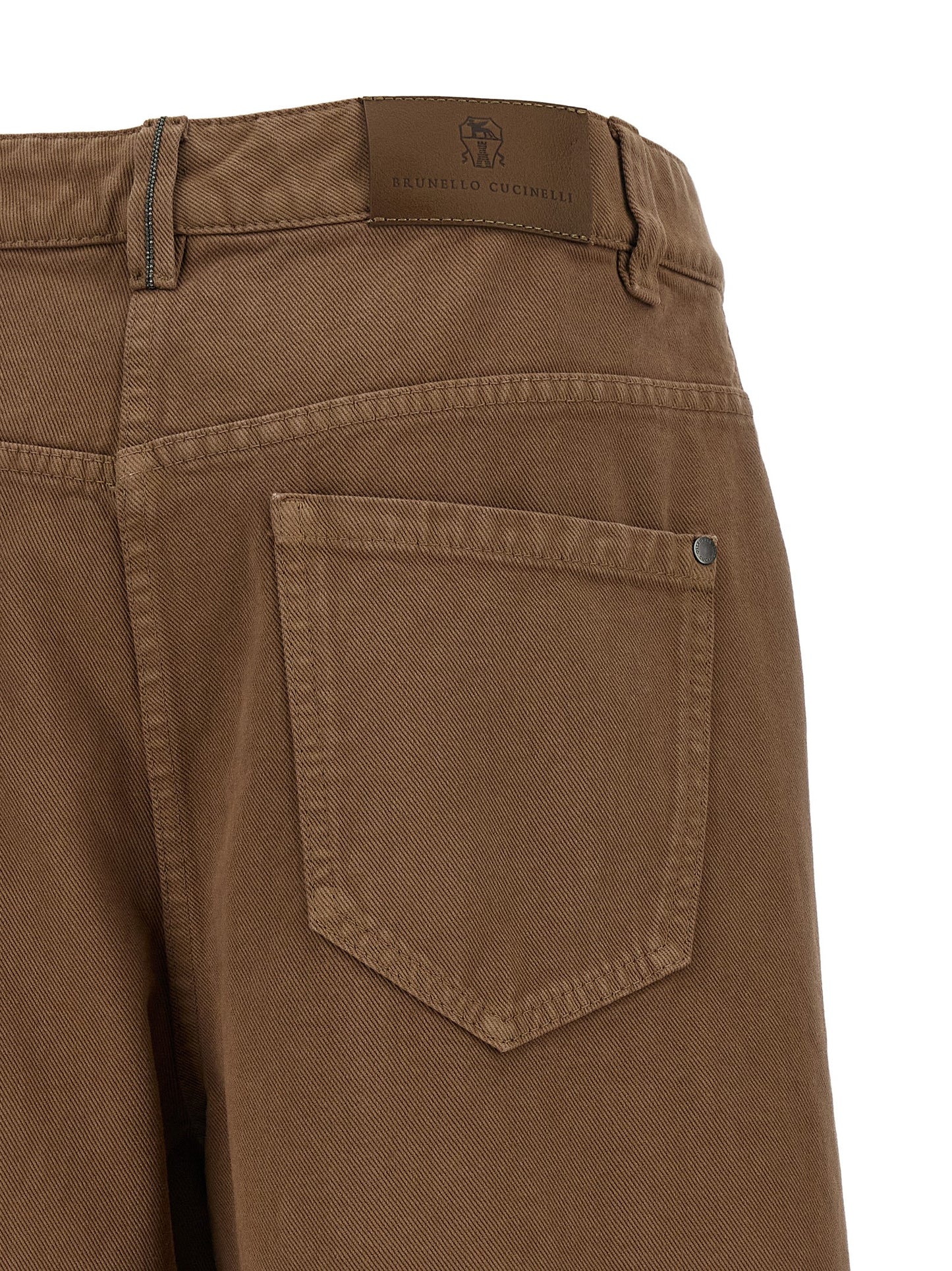 Brown Cotton Casual Pants