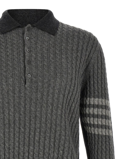 Gray Virgin Wool Polo Shirt