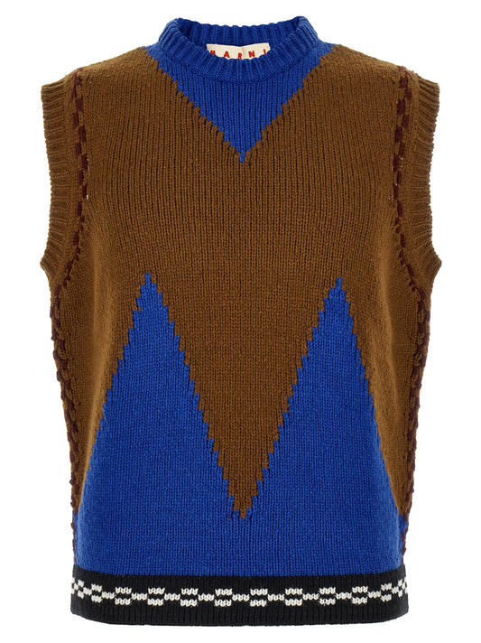 Multicolor Wool Sleeveles Sweater
