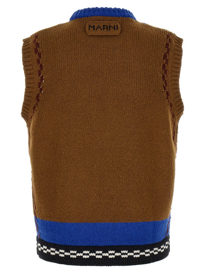 Multicolor Wool Sleeveles Sweater