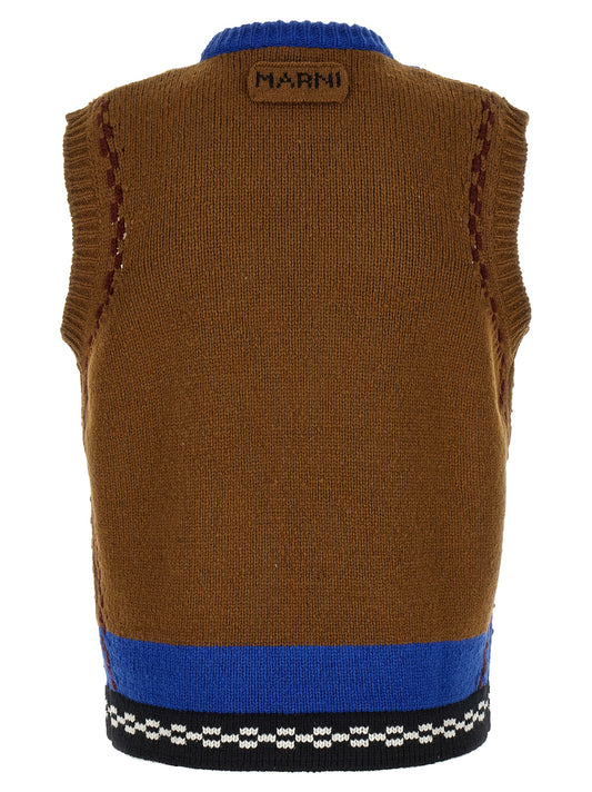 Multicolor Wool Sleeveles Sweater