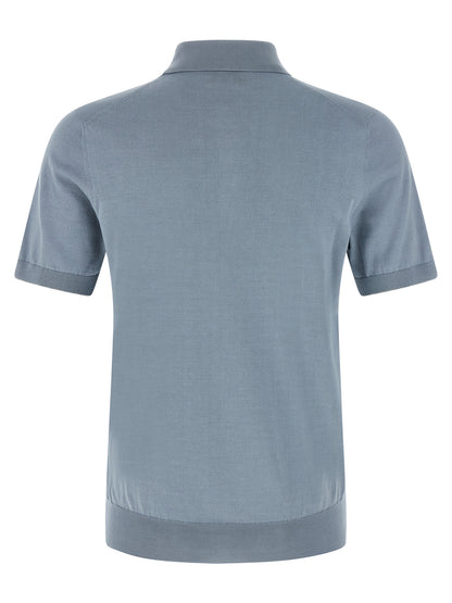 Blue Cotton Polo Shirt