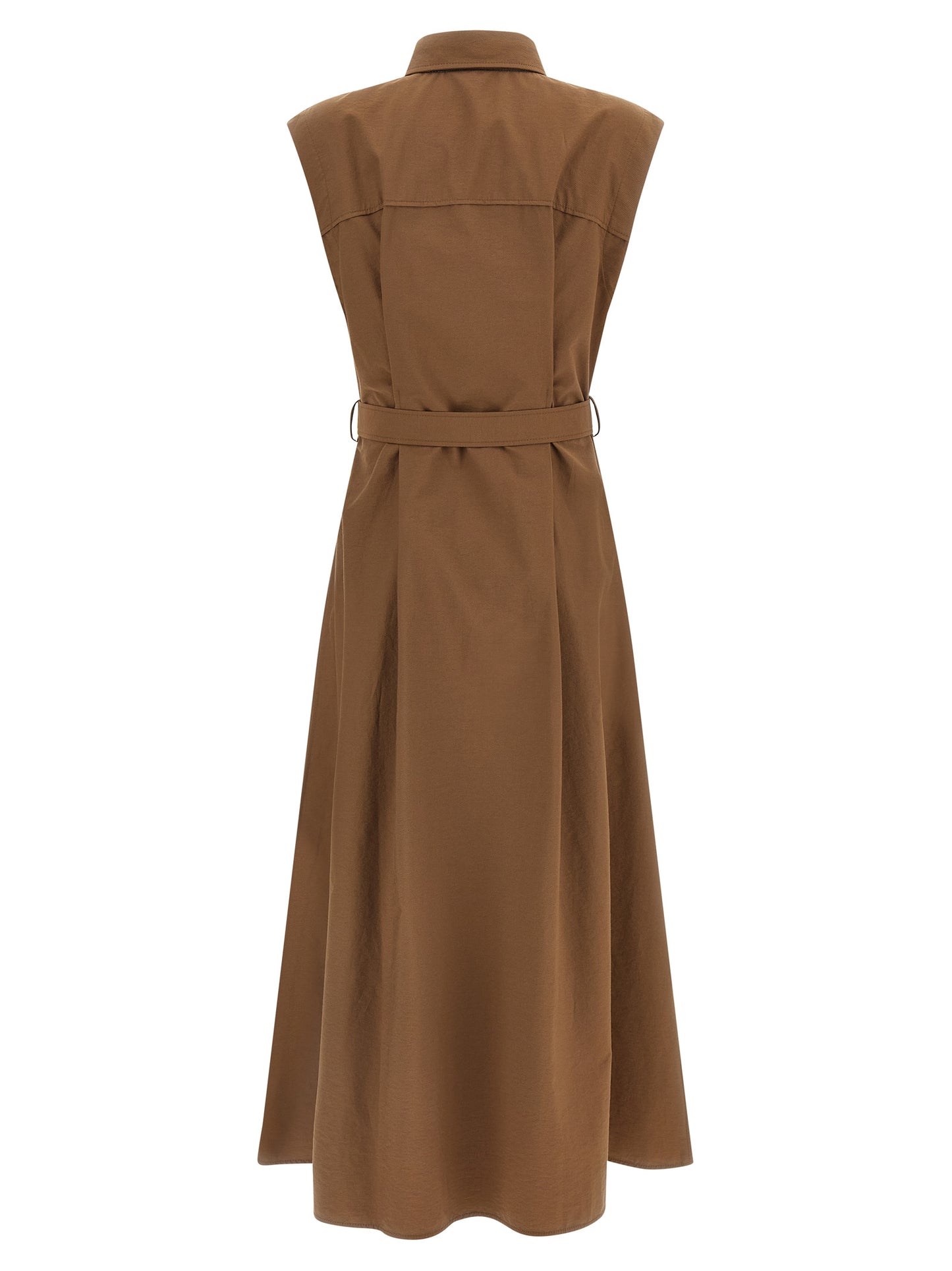 Brown Cotton Midi Dress