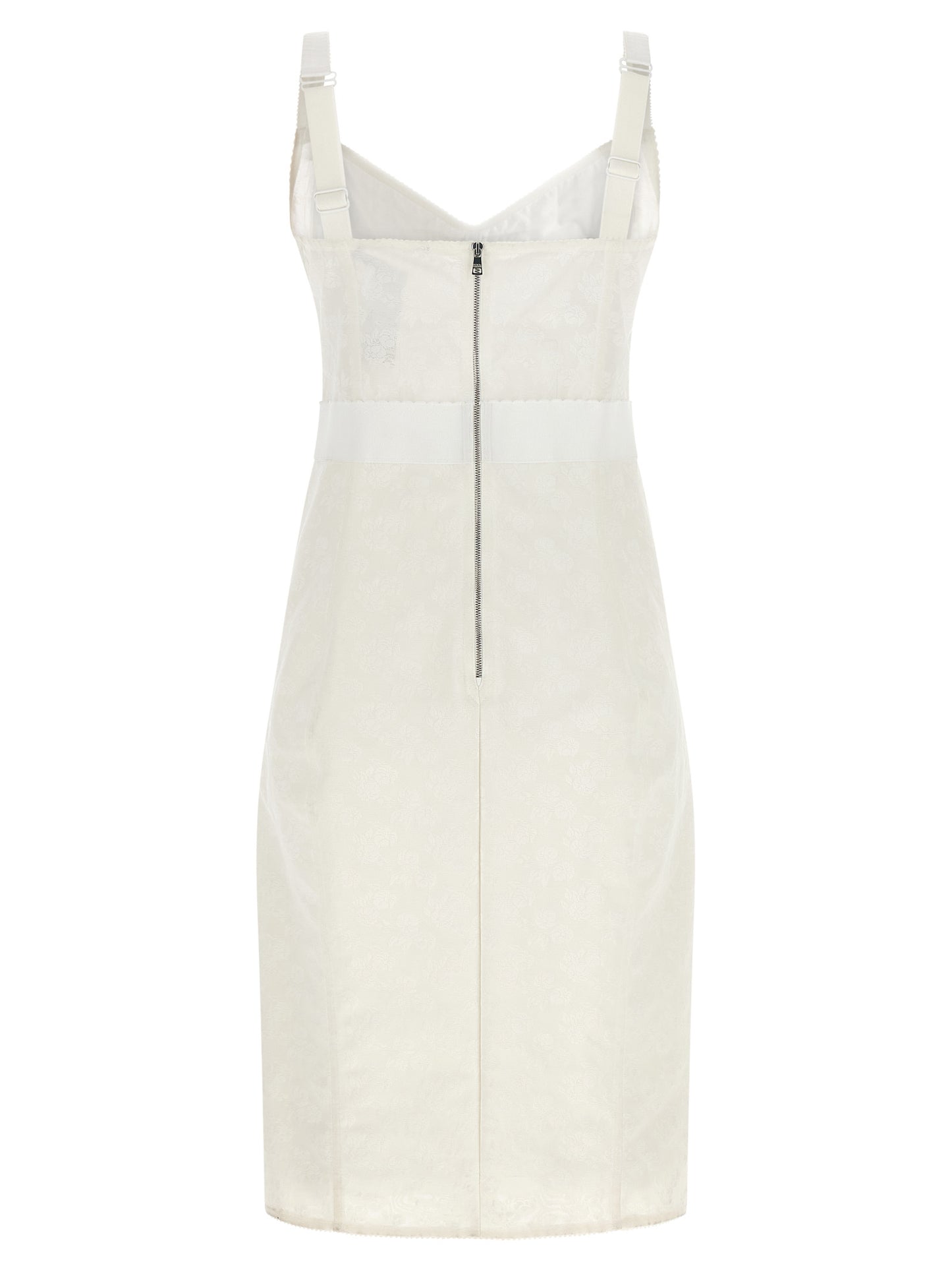 White Polyamide Midi Dress