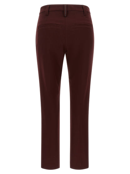 Bordeaux Cotton Casual Pants