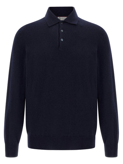 Blue Cashmere Polo Shirt