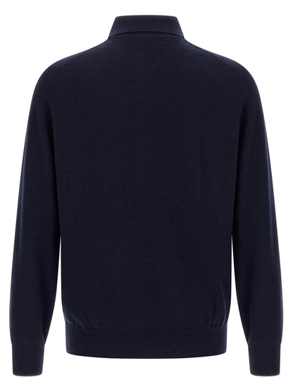 Blue Cashmere Polo Shirt