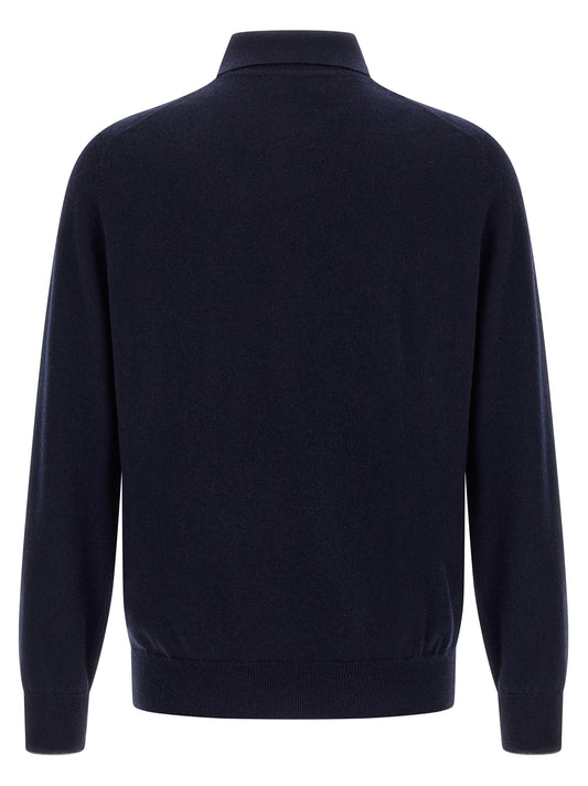 Blue Cashmere Polo Shirt