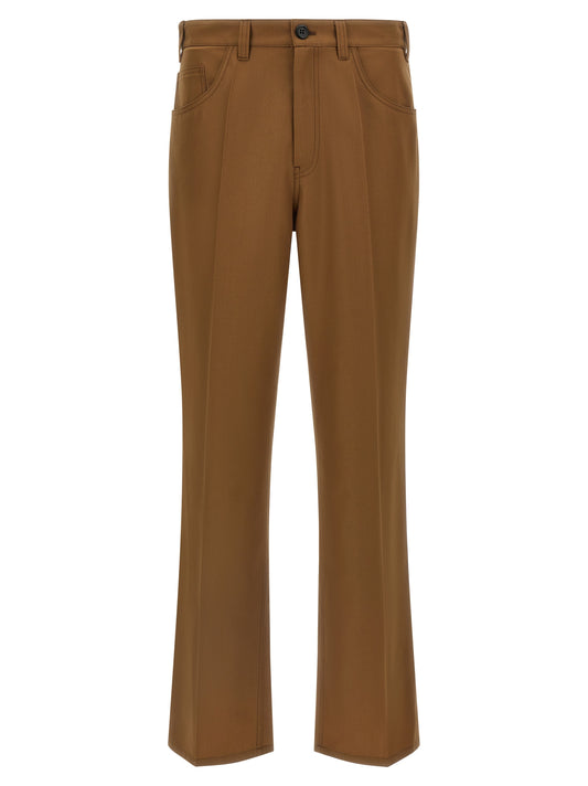 Brown Virgin Wool Casual Pants