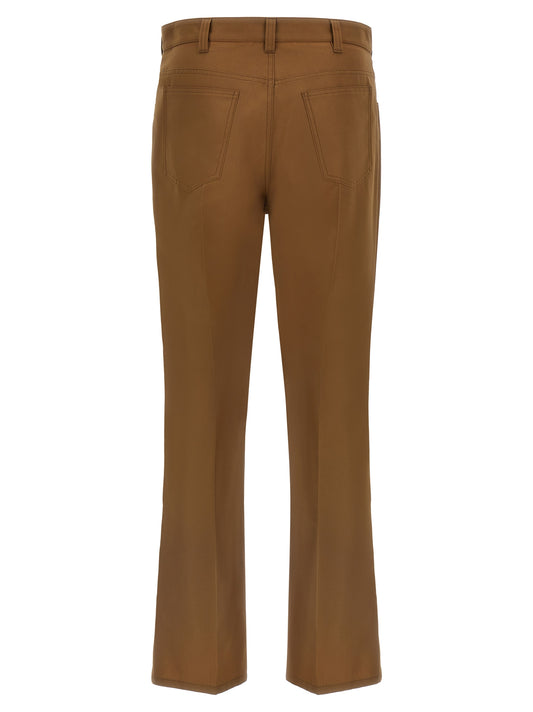 Brown Virgin Wool Casual Pants