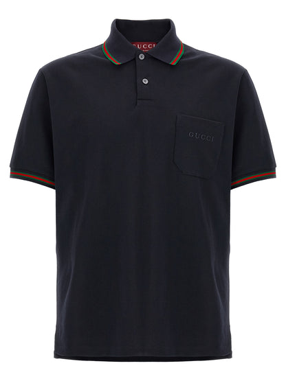 Blue Cotton Polo Shirt