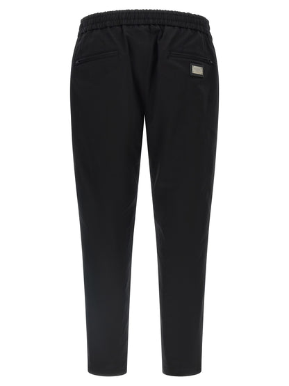 Black Cotton Casual Pants