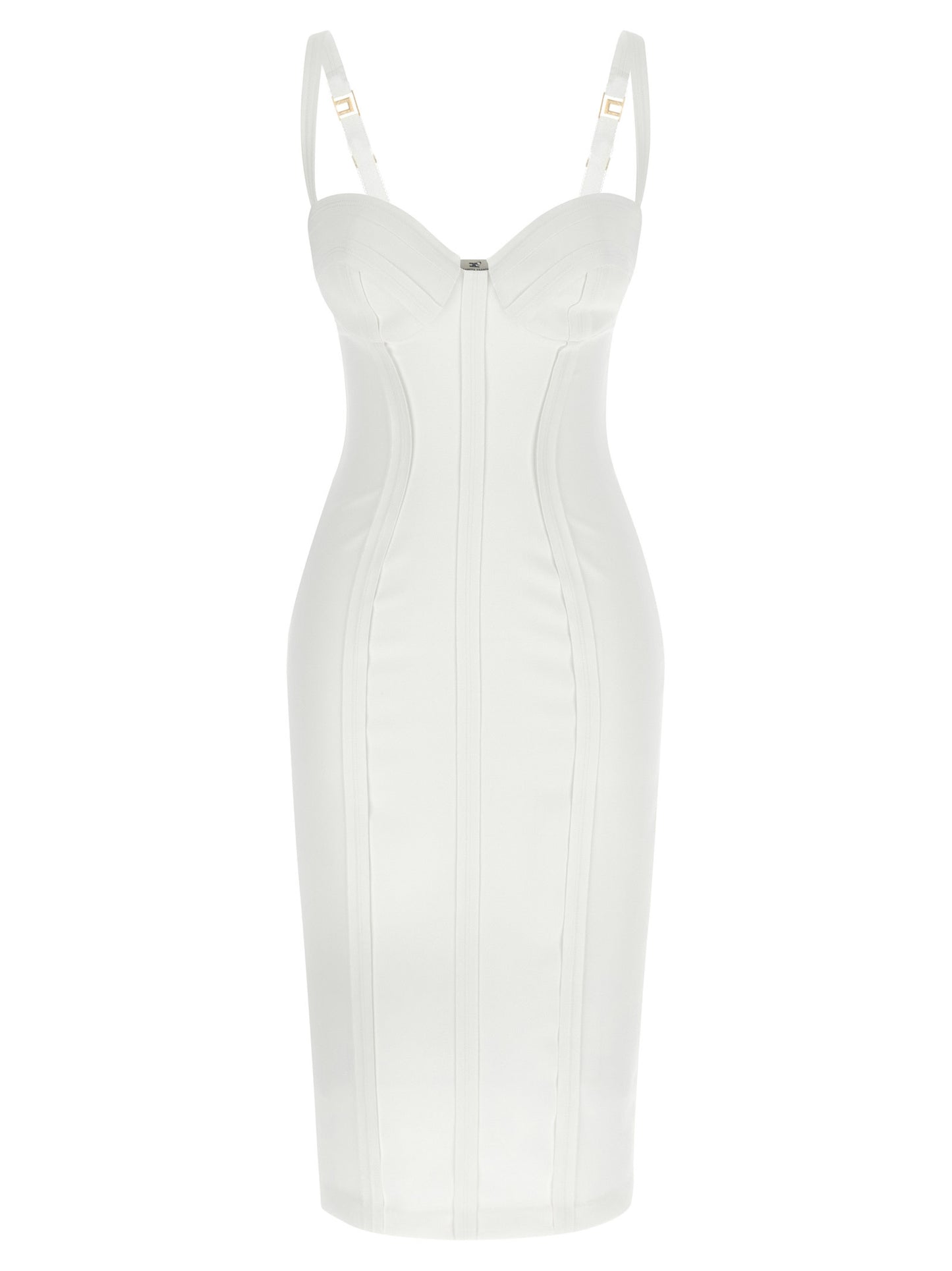 White Polyester Midi Dress