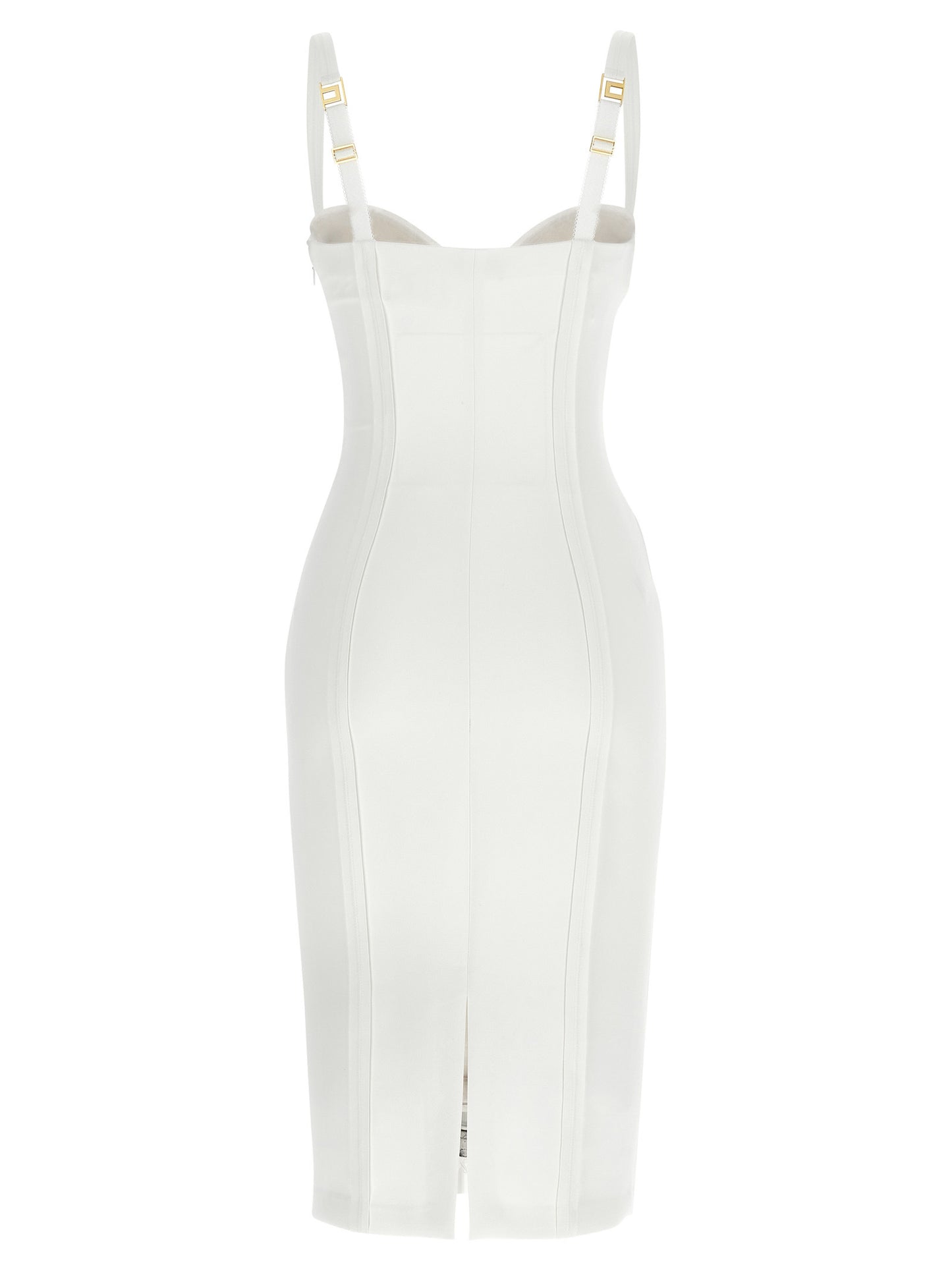 White Polyester Midi Dress