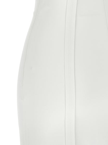 White Polyester Midi Dress