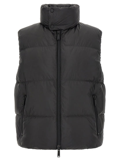 Black Polyester Sleeveless Jacket