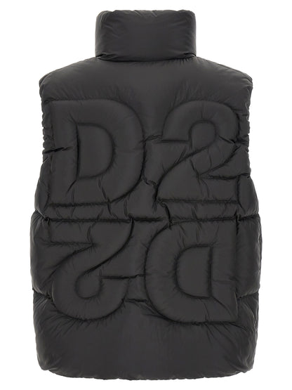 Black Polyester Sleeveless Jacket