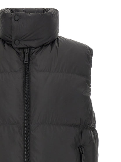 Black Polyester Sleeveless Jacket