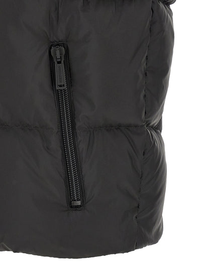 Black Polyester Sleeveless Jacket