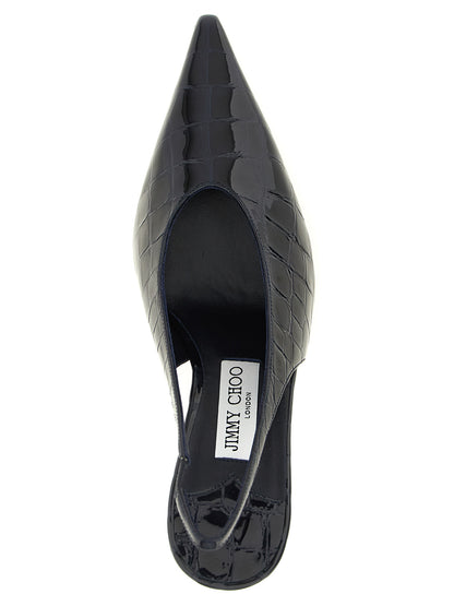 Blue Leather High Heel Pumps