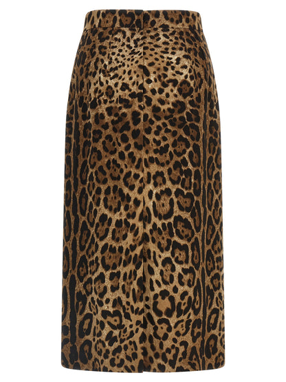 Brown Viscose Midi Skirt