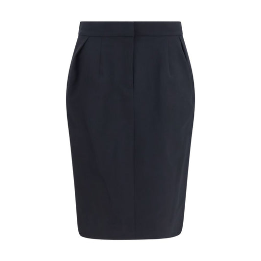Black Cotton Midi Skirt