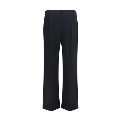 Black Polyester Casual Pants