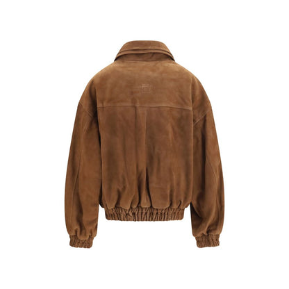 Brown Suede Leather Bomber