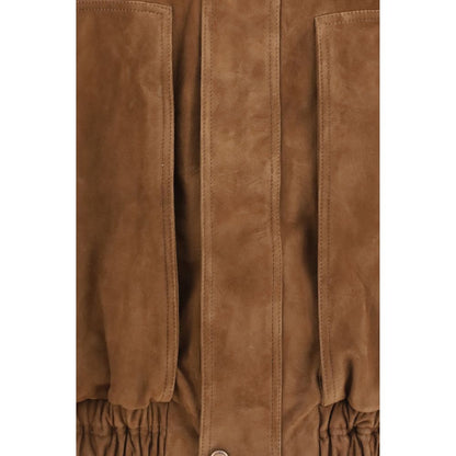 Brown Suede Leather Bomber