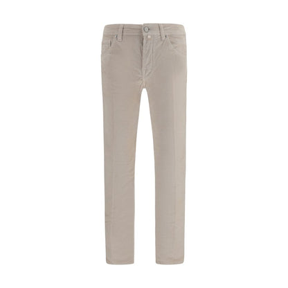 Beige Cotton Casual Pants