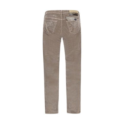 Brown Cotton Casual Pants