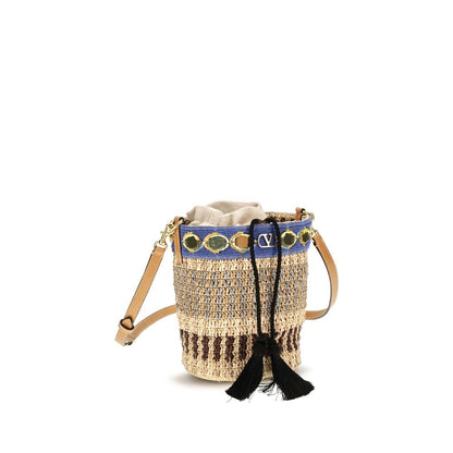 Beige Raffia Backet Bag