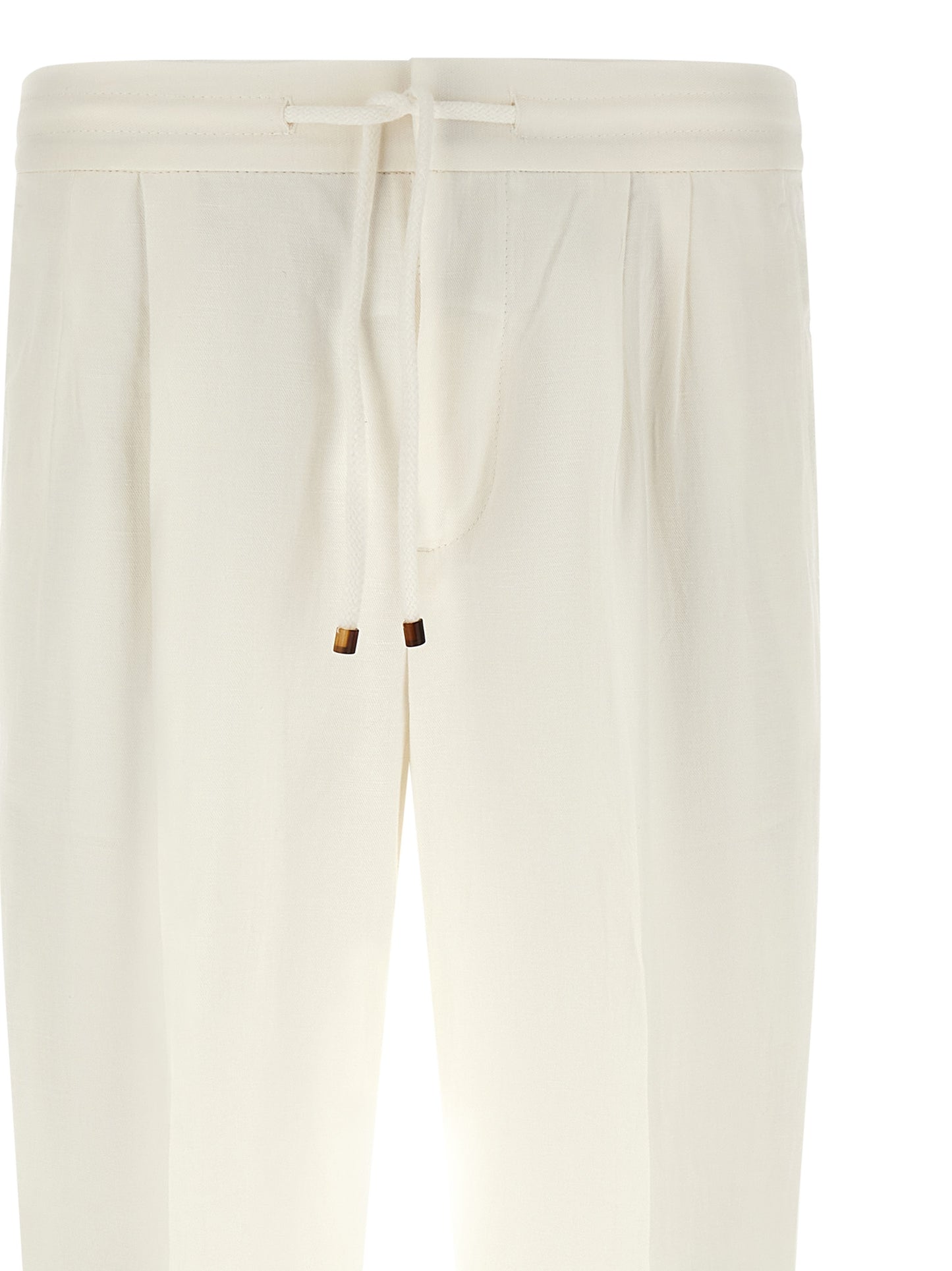 White Linen Casual Pants